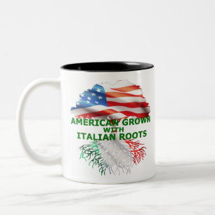 Amerikaans Opgegroeid Met Italiaanse Wortels Tweekleurige Koffiemok