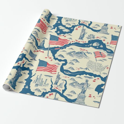  Amerikaans oriëntatiepatroon (4) Cadeaupapier (Uitgerold)