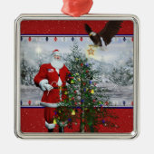 Amerikaans Ornament met patriottische Santa Silver (Voorkant)