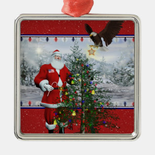 Amerikaans Ornament met patriottische Santa Silver