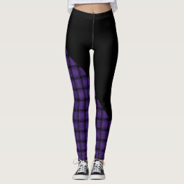 Amerikaans Paars Weefpatroon met Zwart Leggings