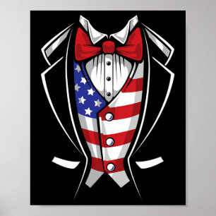 Amerikaans pak Tuxedo Patriottisch 4 juli Vlag Ame Poster