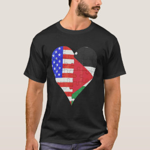 Amerikaans-Palestijns vlaggenhart T-shirt