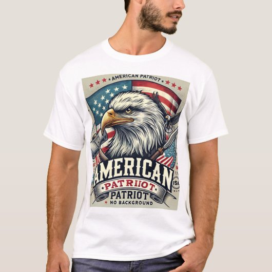 Amerikaans Patriot Bald Eagle T-shirt ontwerp (Voorkant)