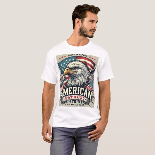 Amerikaans Patriot Bald Eagle T-shirt ontwerp (Voorkant volledig)