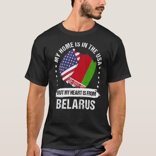 Amerikaans Patriot Belarus vlag Amerikaans Wit-Rus T-shirt (Voorkant)