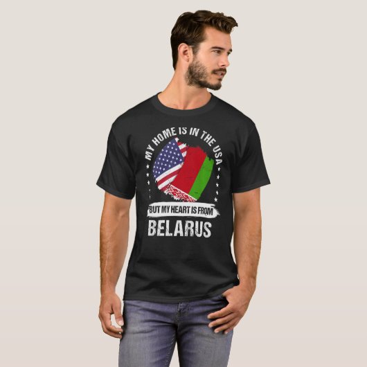 Amerikaans Patriot Belarus vlag Amerikaans Wit-Rus T-shirt (Voorkant volledig)