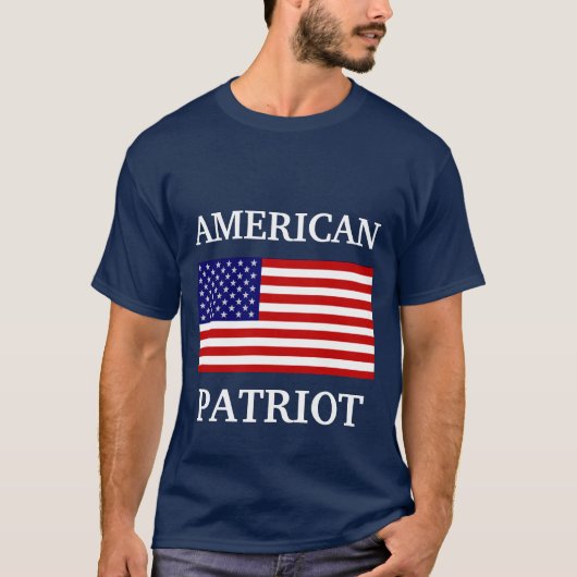 Amerikaans Patriot Flag Mannen Navy Blue T-shirt (Voorkant)