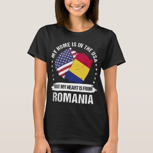Amerikaans patriot Roemenië vlag Roemeense wortels T-shirt (Voorkant)