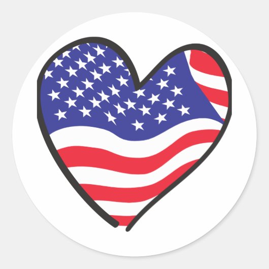 Amerikaans patriotticus Vlag Heart Ronde Sticker (Voorkant)