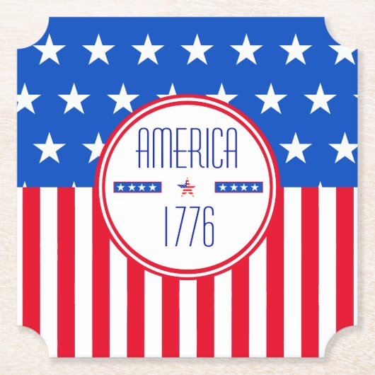 Amerikaans patriottisch 1776 kartonnen onderzetters (Voorkant)