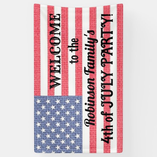 Amerikaans Patriottisch Amerikaans Vlag Burlap Ef Spandoek (Verticaal)