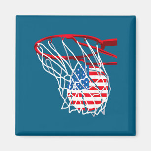 Amerikaans patriottisch basketbal 4 juli VS-vlag Magneet