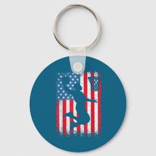 Amerikaans patriottisch basketbal 4 juli VS-vlag Sleutelhanger