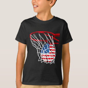 Amerikaans patriottisch basketbal 4 juli VS-vlag T-shirt