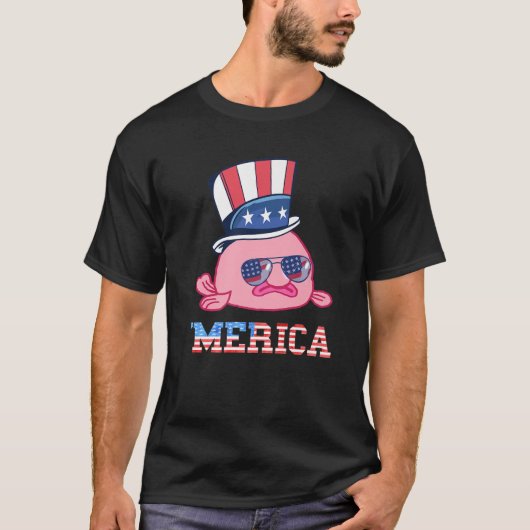 Amerikaans Patriottisch Blobfish Amerikaanse vlag  T-shirt (Voorkant)