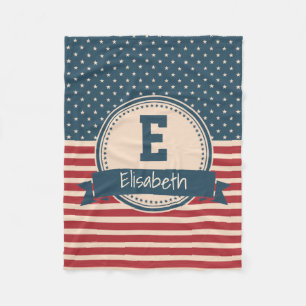 Amerikaans patriottisch de vlagmonogram van fleece deken
