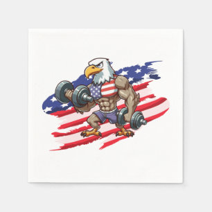 Amerikaans/patriottisch gewichtheffen steenarend servet