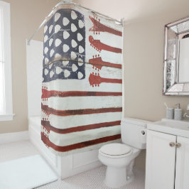 Amerikaans patriottisch Guitar Music-douchegordijn Douchegordijn