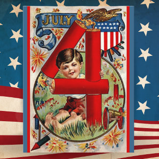 Amerikaans patriottisch patriotticum op 4 juli Feestdagenkaart