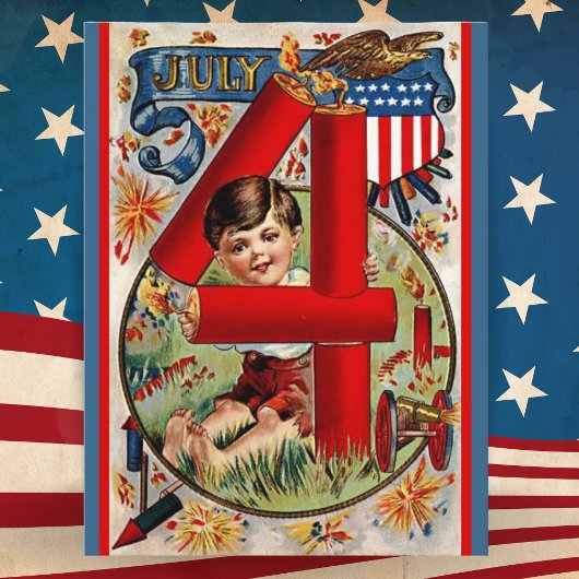 Amerikaans patriottisch patriotticum op 4 juli Feestdagenkaart