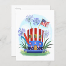 Amerikaans Patriottisch Pet Huis Briefkaart