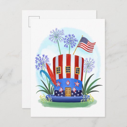 Amerikaans Patriottisch Pet Huis Briefkaart (Voorkant / Achterkant)