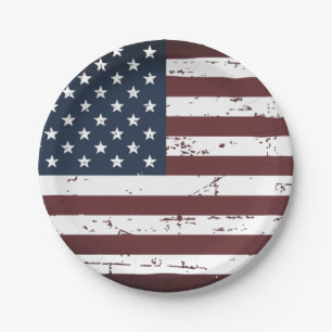Amerikaans Patriottisch Rood Blauw Papieren Bordje