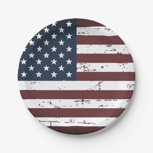 Amerikaans Patriottisch Rood Blauw Papieren Bordje (Voorkant)