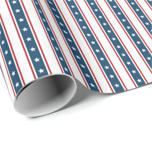Amerikaans patriottisch staar- en Stripespatroon Cadeaupapier
