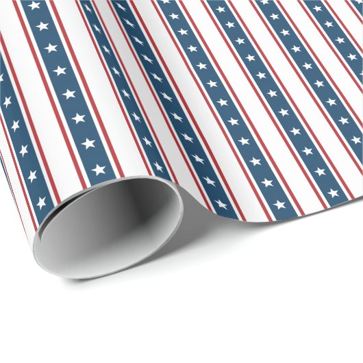 Amerikaans patriottisch staar- en Stripespatroon Cadeaupapier (Rol Hoek)