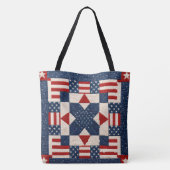 Amerikaans patriottisch sterbespannen quilt tote bag (Achterkant)