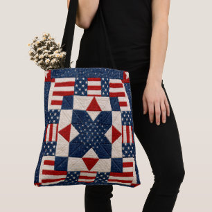 Amerikaans patriottisch sterbespannen quilt tote bag