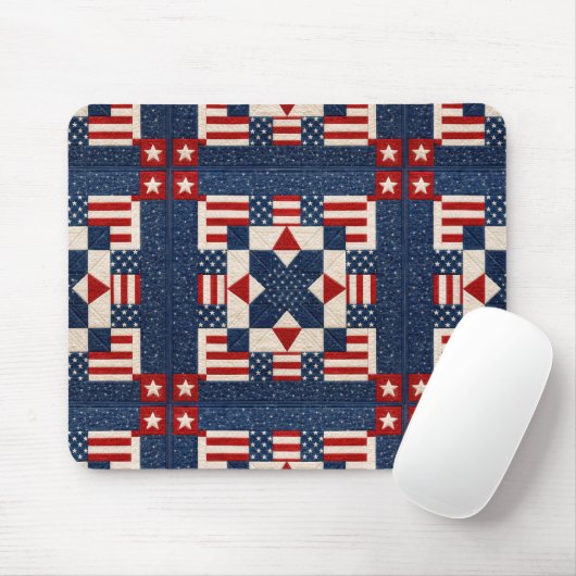 Amerikaans patriottisch sterbespikkelde quilt muismat (Met muis)