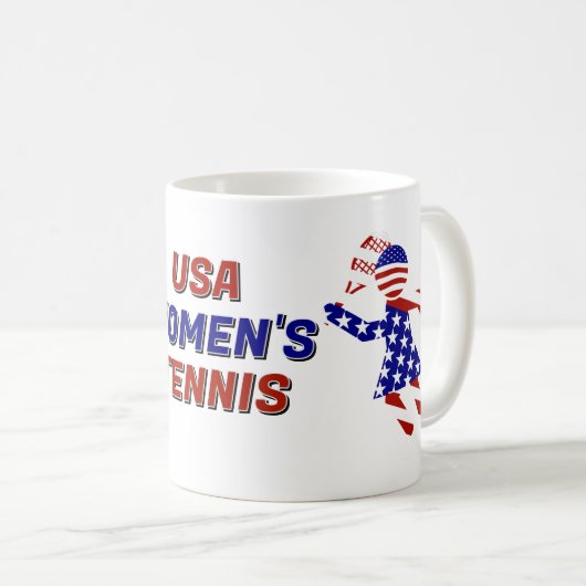 Amerikaans Patriottisch Vrouwentennis Koffiemok (Voorkant rechts)