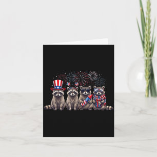 Amerikaans patriottische cute wasbeer mannen vrouw kaart