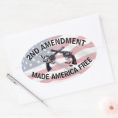 Amerikaans Pistool voor tweede wijziging vlag Ovale Sticker (Envelop)