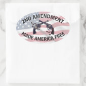 Amerikaans Pistool voor tweede wijziging vlag Ovale Sticker (Tas)