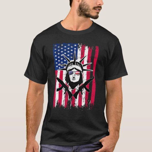 Amerikaans Pistool voor vrijheidsbeeld en patriott T-shirt (Voorkant)