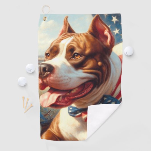  Amerikaans Pit Bull Terrier schilderij Golfhanddoek (Insitu)