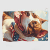  Amerikaans Pit Bull Terrier schilderij Golfhanddoek (Horizontaal)