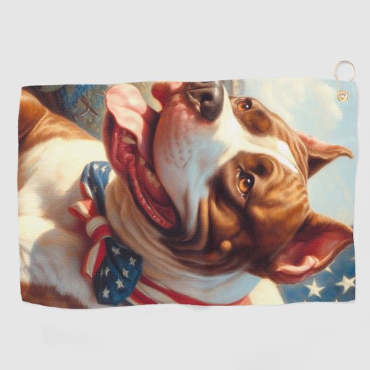  Amerikaans Pit Bull Terrier schilderij Golfhanddoek (Horizontaal)
