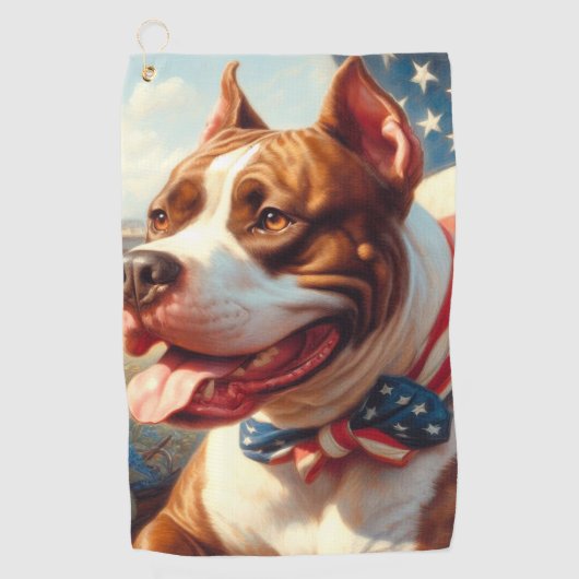 Amerikaans Pit Bull Terrier schilderij Golfhanddoek (Voorkant)