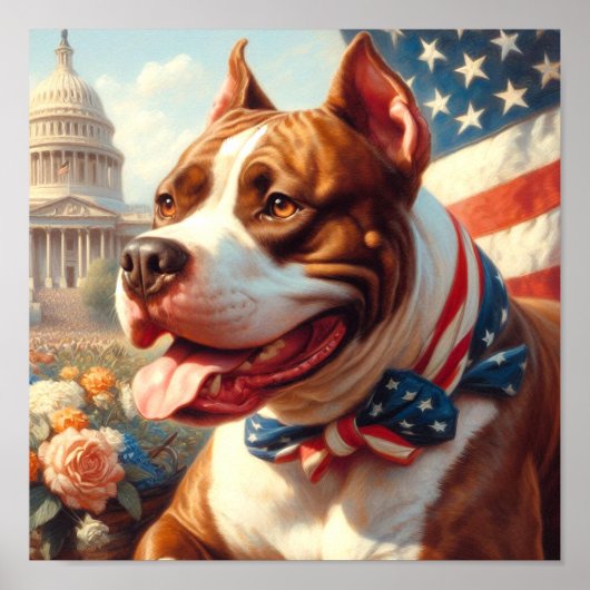 Amerikaans Pit Bull Terrier schilderij Poster (Voorkant)