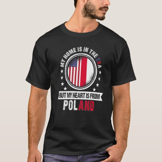 Amerikaans Pools vlaghart uit Polen, Amerikaans Pa T-shirt (Voorkant)