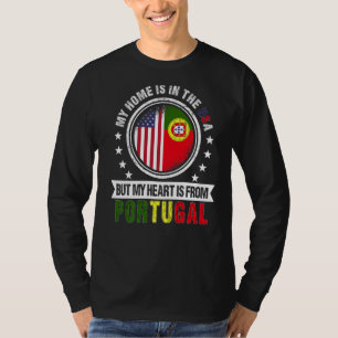 Amerikaans Portugees Vlag Hart Portugal Amerikaans T-shirt