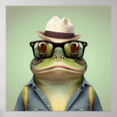 Amerikaans Poster Bullfrog Hipster (Voorkant)