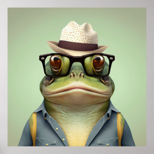 Amerikaans Poster Bullfrog Hipster