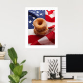 Amerikaans Poster met vlag en donuts Design/print  (Thuiskantoor)