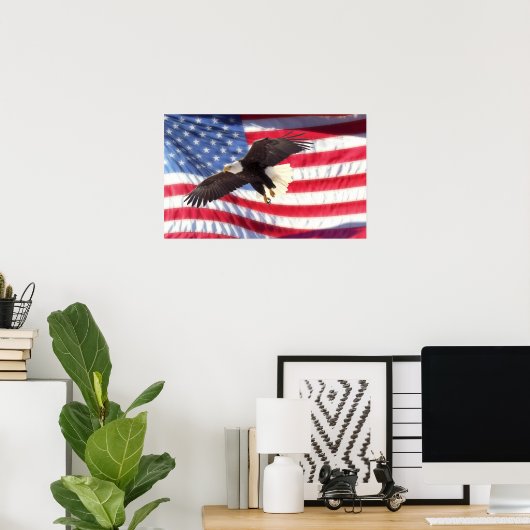 Amerikaans Poster van Eagle en Vlag (Thuiskantoor)